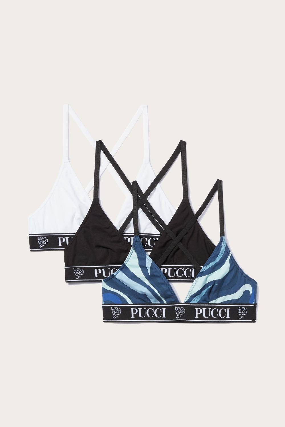 Pucci 3 Pack Reggiseno a triangolo con logo jacquard