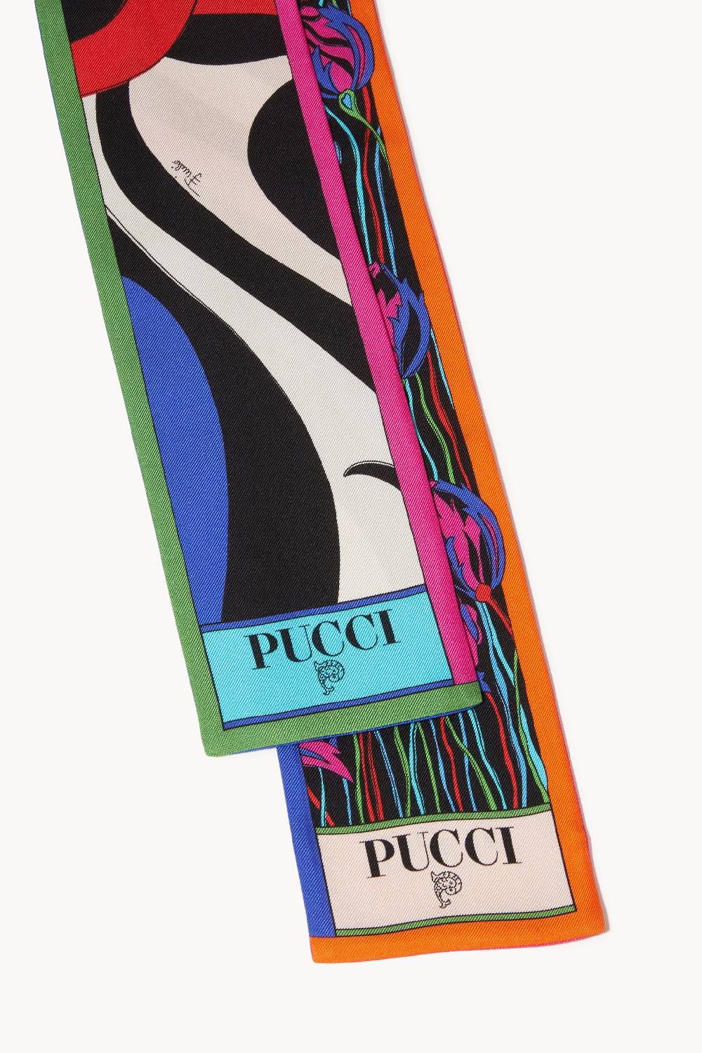 Pucci Foulard In Seta Con Stampe Fior Di Loto E Marmo