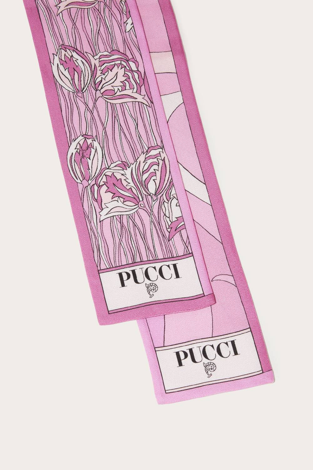 Pucci Foulard In Seta Con Stampe Fior Di Loto E Marmo