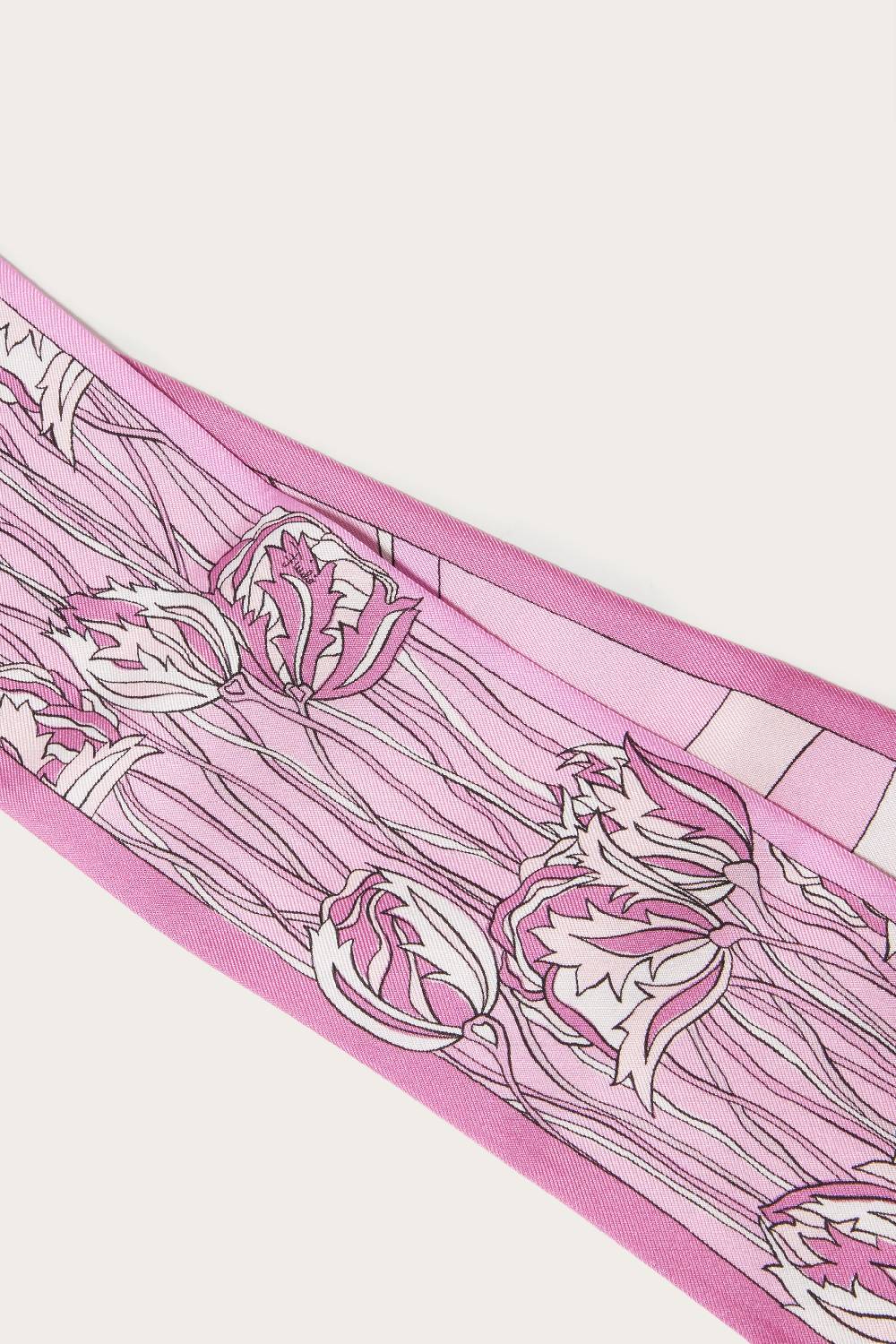 Pucci Foulard In Seta Con Stampe Fior Di Loto E Marmo