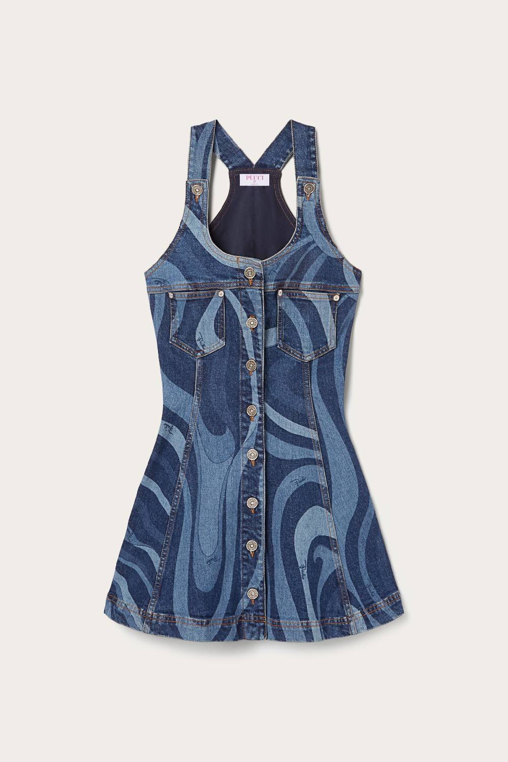 Pucci Abito in denim con stampa Marmo