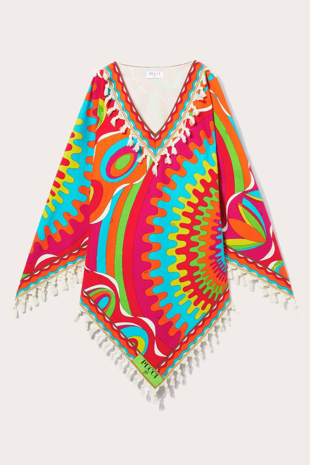 Pucci Abito kaftano con stampa Bersaglio e nappine