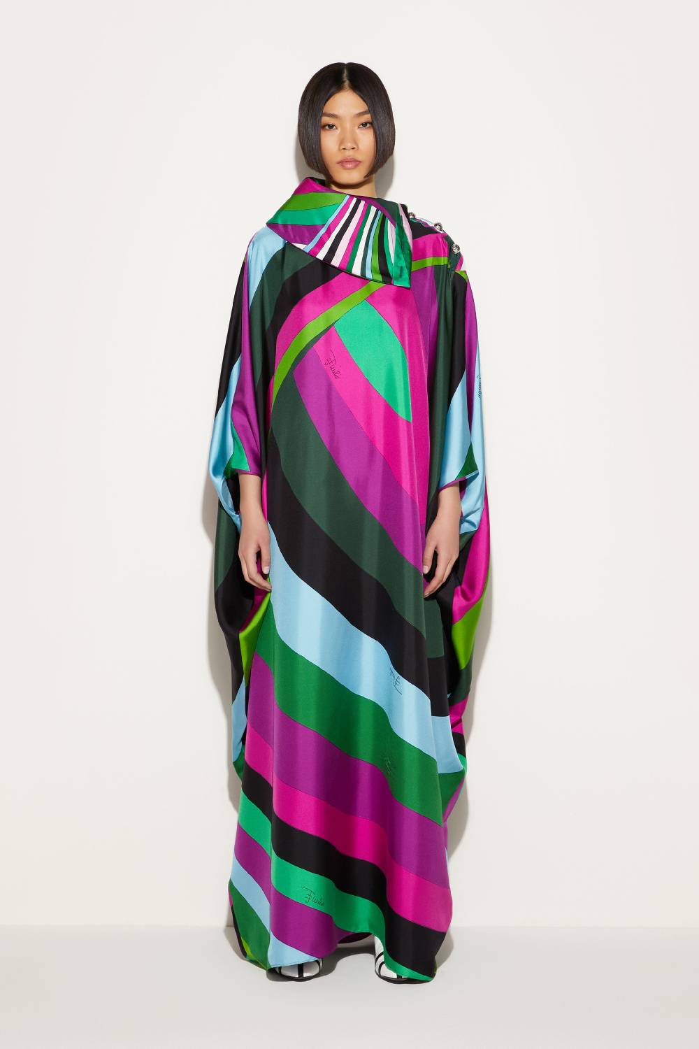 Pucci Abito Kaftano In Seta Con Stampa Iride
