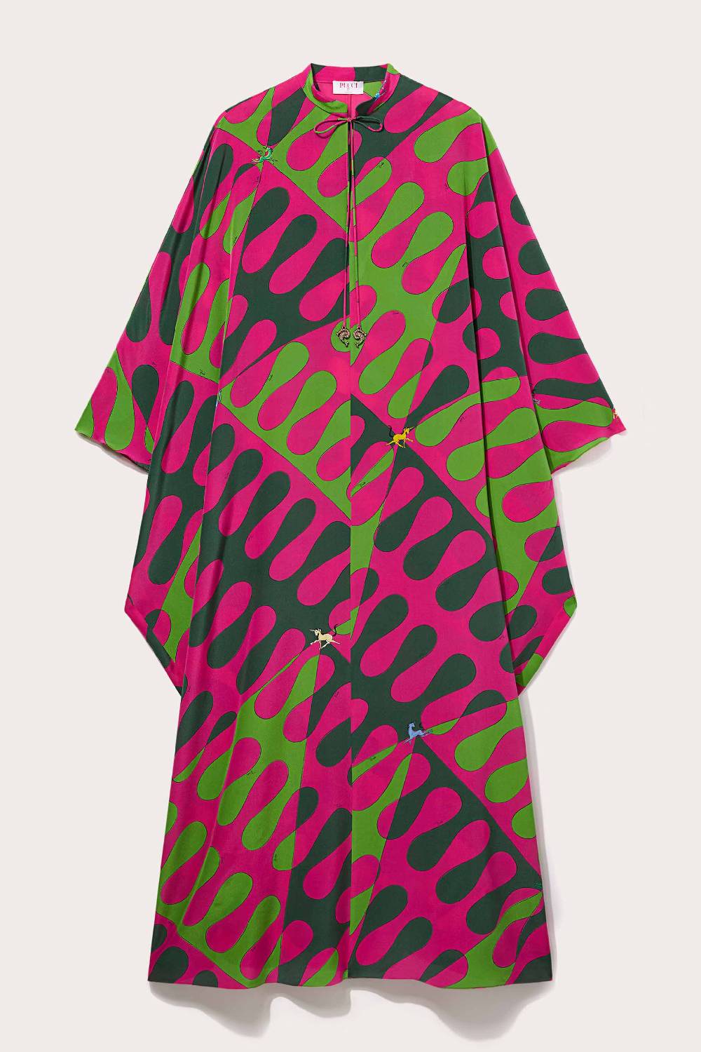 Pucci Abito kaftano in seta con stampa Leocorno