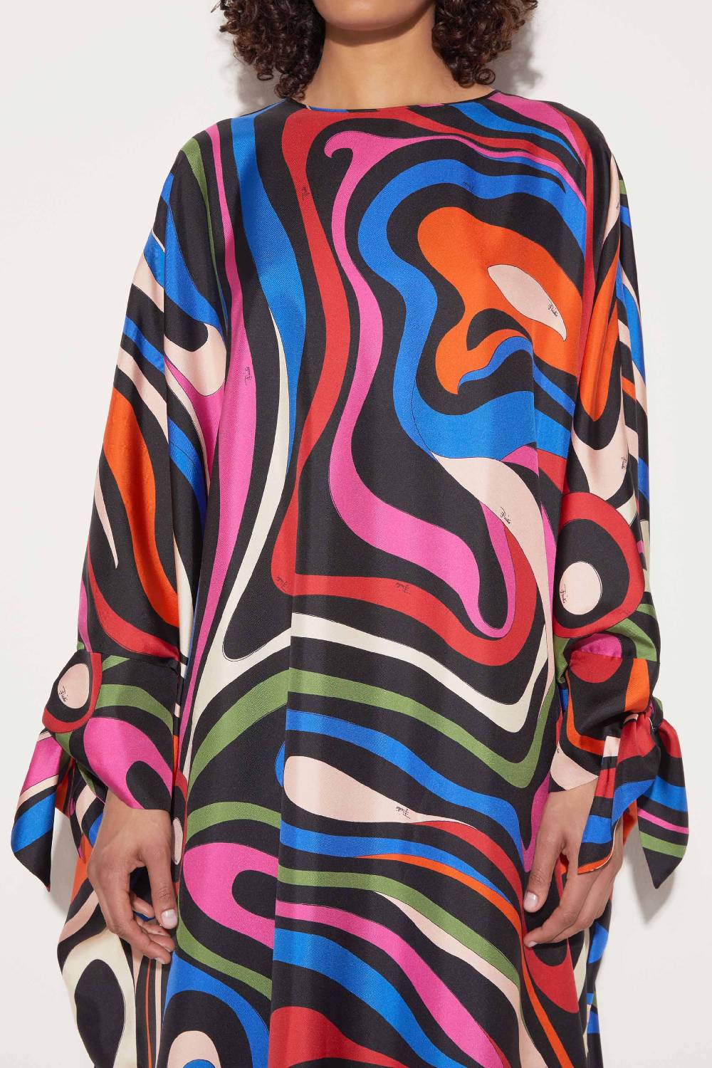 Pucci Abito Kaftano In Seta Con Stampa Marmo