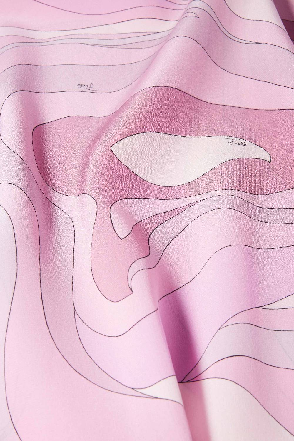 Pucci Abito Kaftano In Seta Con Stampa Marmo