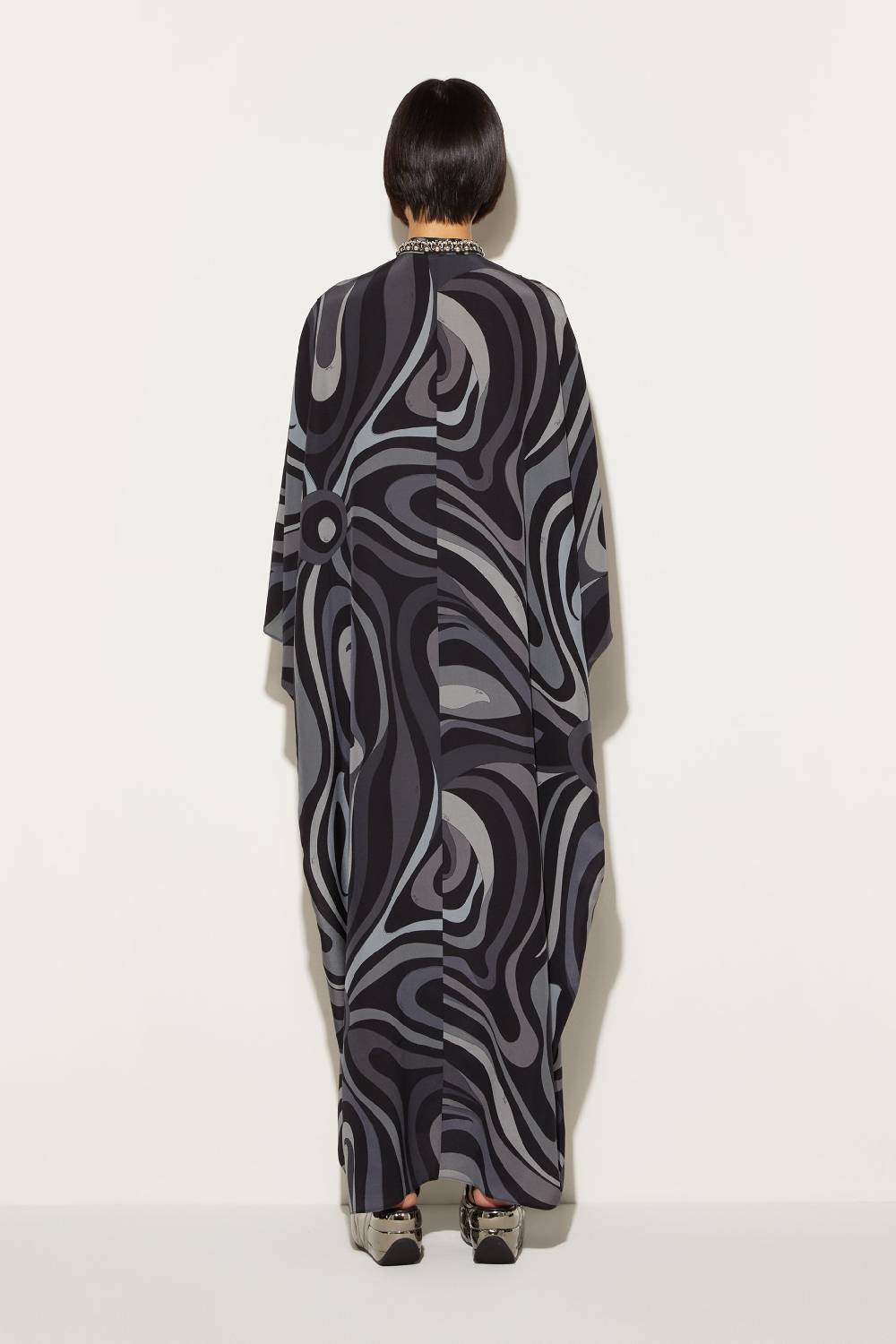 Pucci Abito Kaftano In Seta Con Stampa Marmo