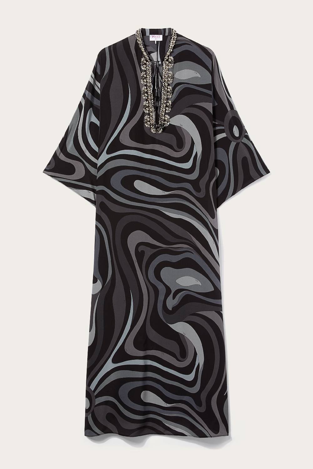Pucci Abito kaftano in seta con stampa Marmo