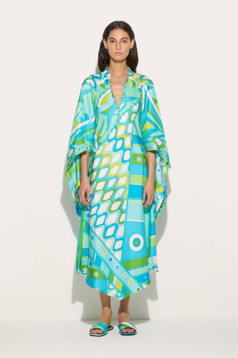 Pucci Abito Kaftano In Seta Con Stampa Vivara