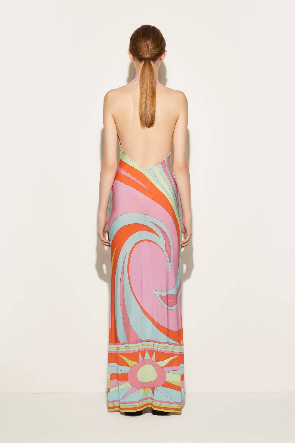 Pucci Abito Lungo Con Stampa Cigni