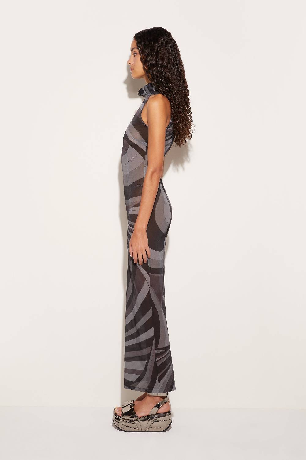 Pucci Abito Lungo In Mesh Con Stampa Iride