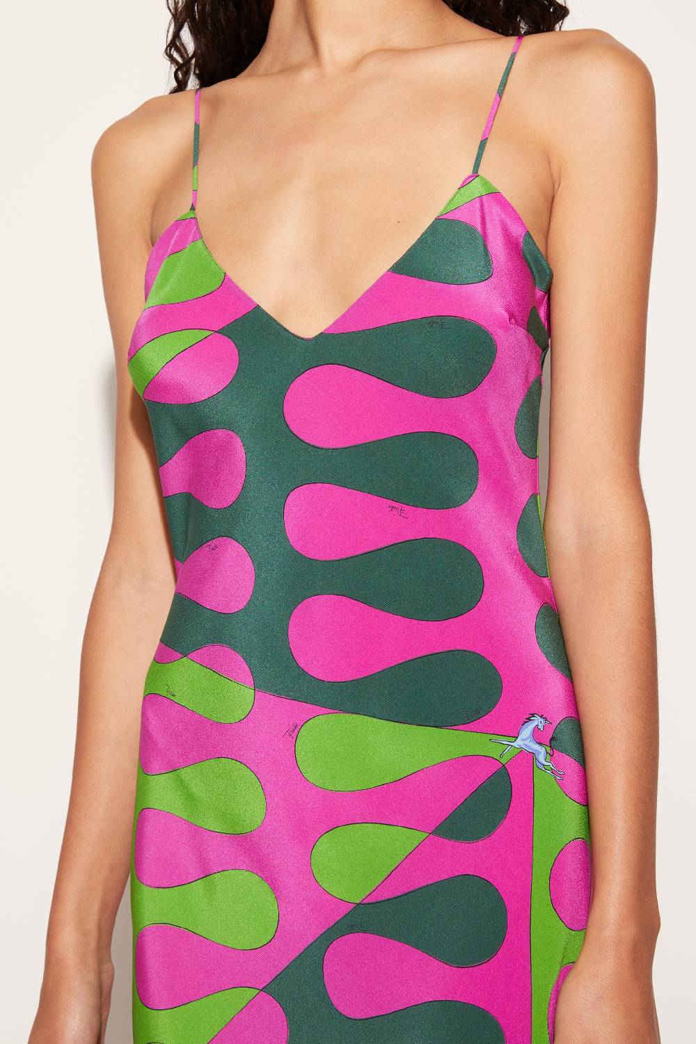 Pucci Abito Lungo In Seta Con Stampa Leocorno