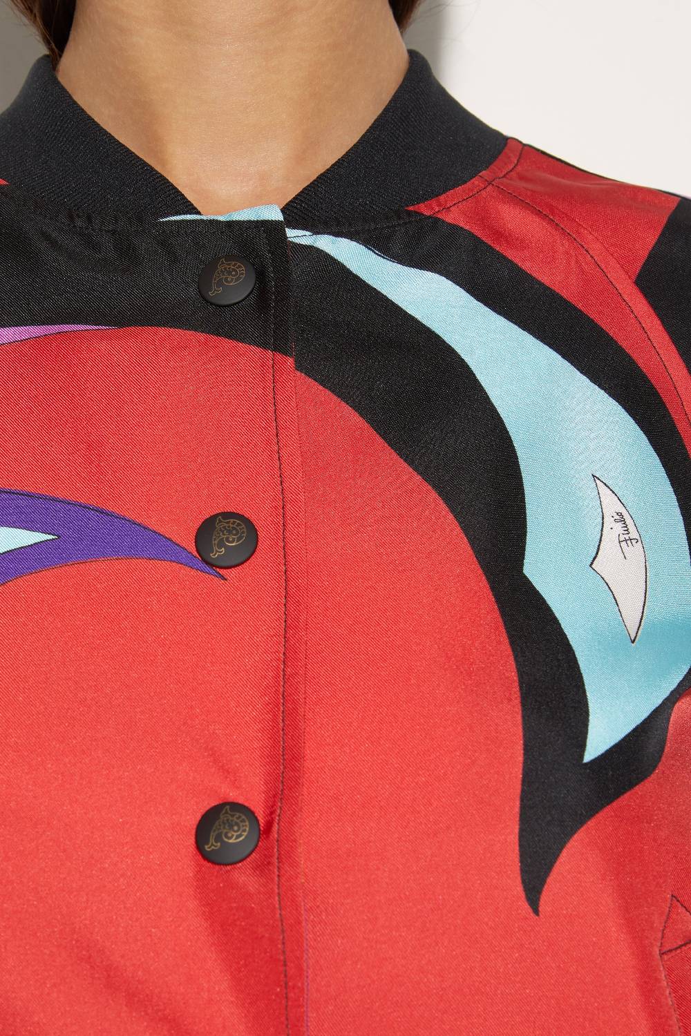 Pucci Bomber In Seta Con Stampa Cigni