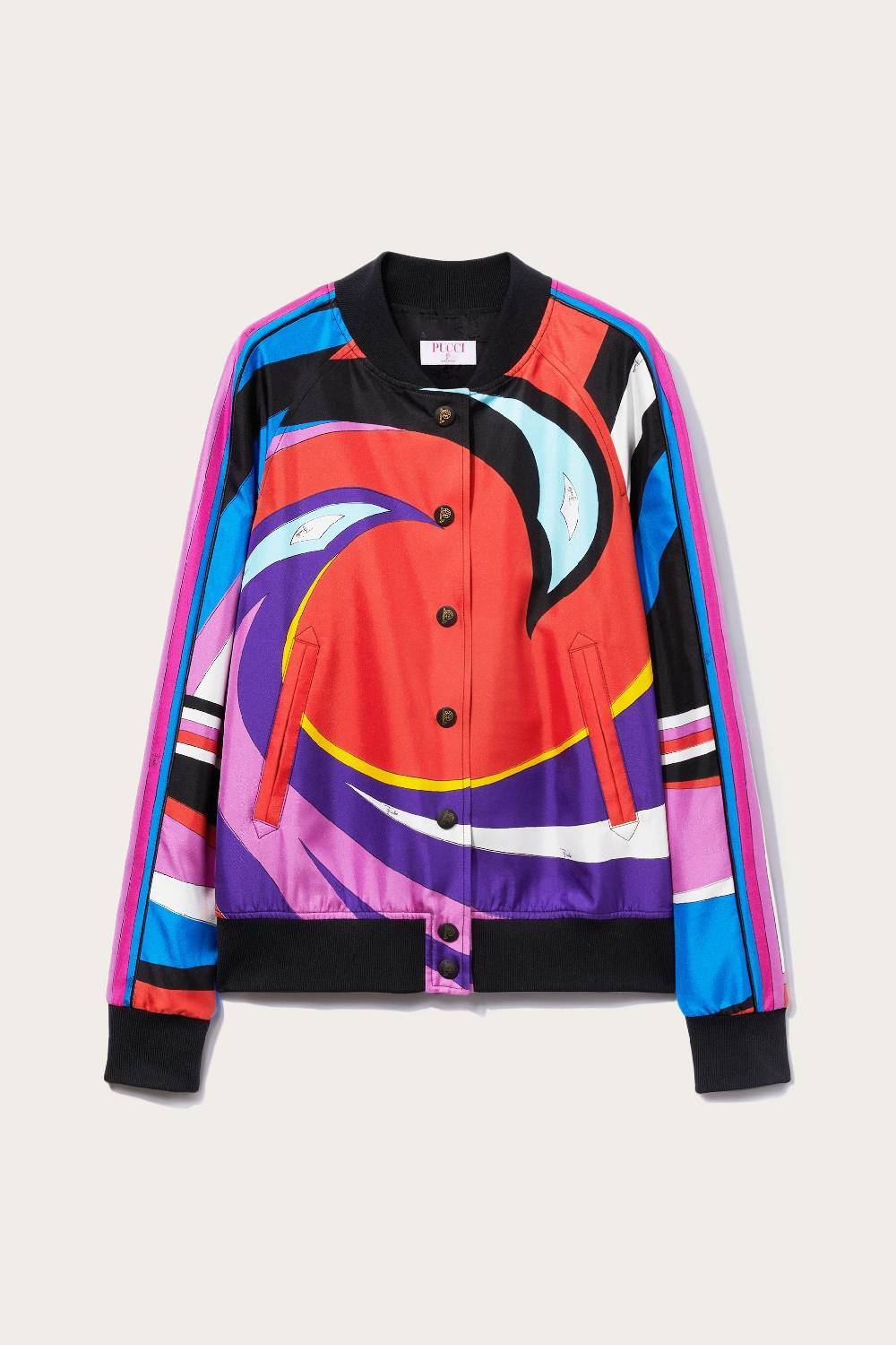 Pucci Bomber in seta con stampa Cigni