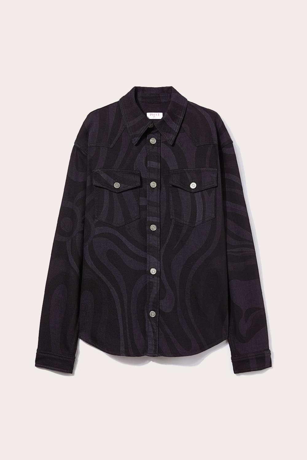 Pucci Camicia in denim con stampa Marmo