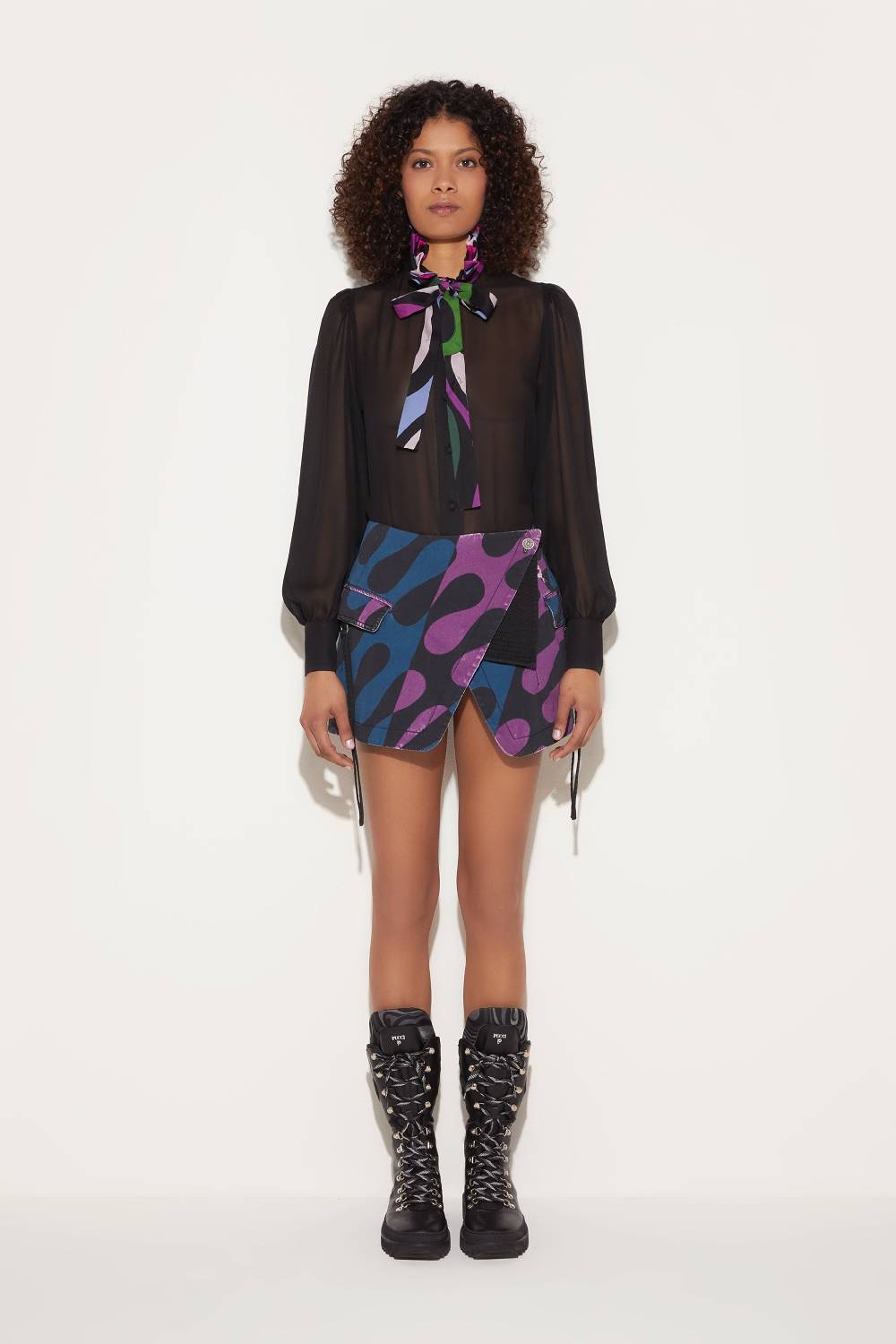 Pucci Camicia In Seta Con Finiture Marmo