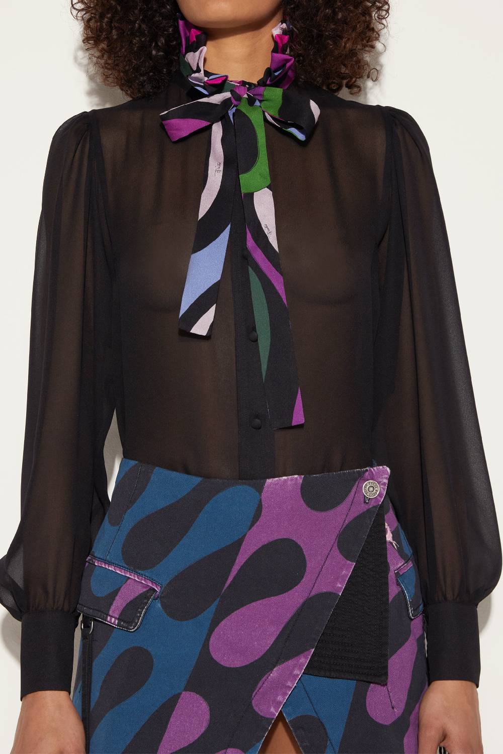 Pucci Camicia In Seta Con Finiture Marmo