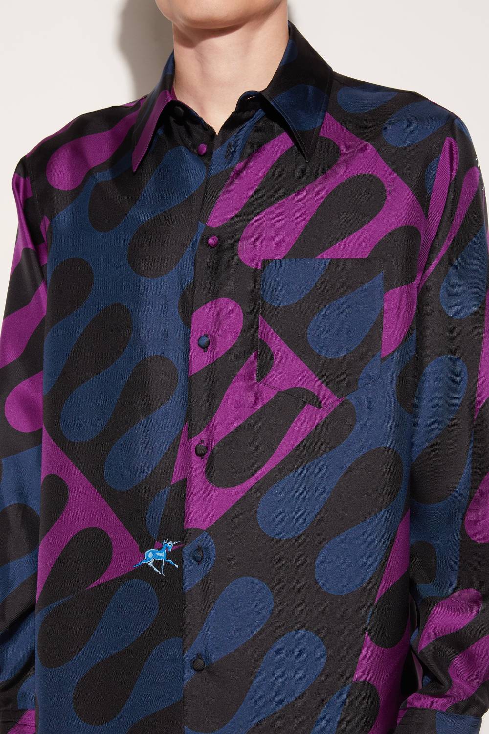 Pucci Camicia In Seta Con Stampa Leocorno