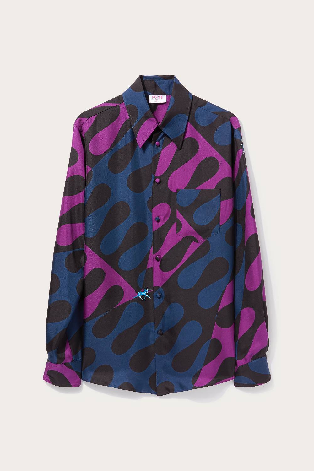 Pucci Camicia in seta con stampa Leocorno
