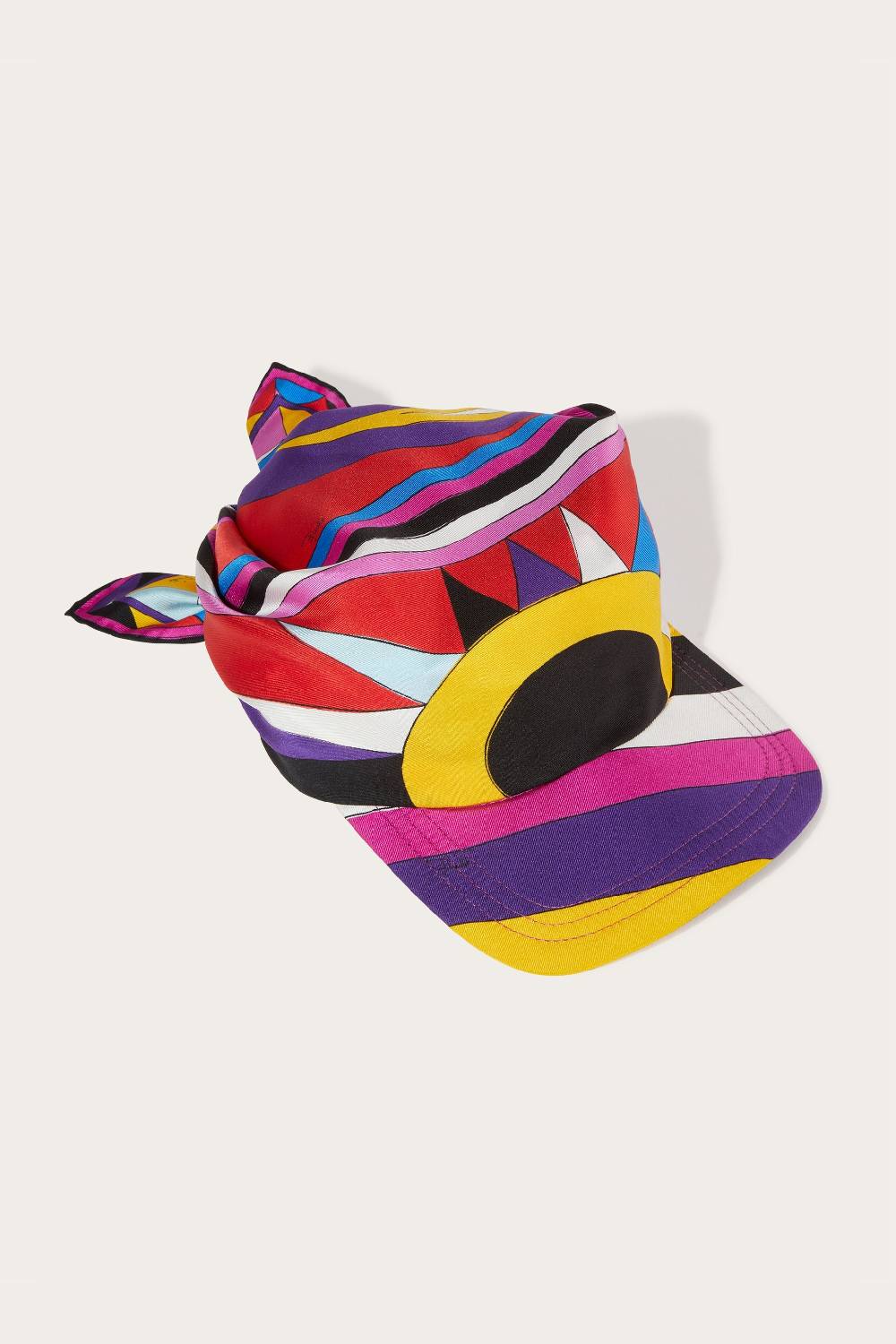Pucci Cappello in seta con stampe Cigni e Iride