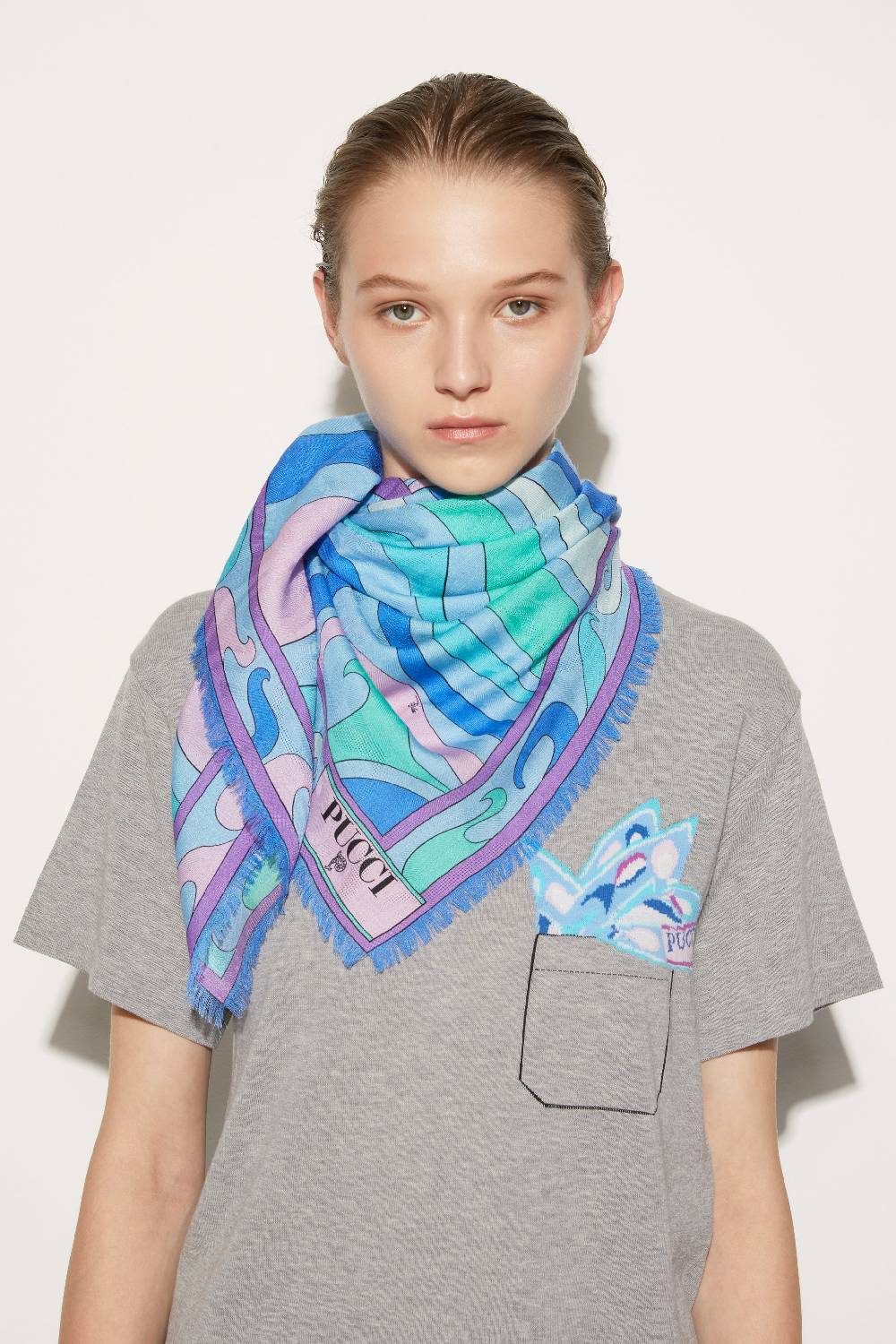 Pucci Foulard Grande Jacquard Con Motivo Marmo
