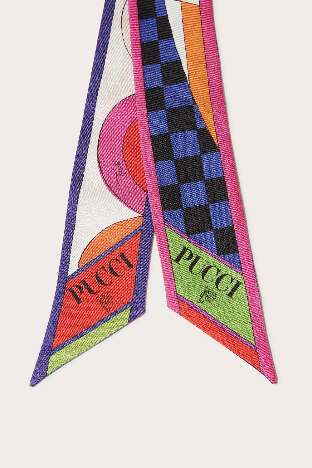 Pucci Foulard In Seta Con Stampe Giardino E Onde
