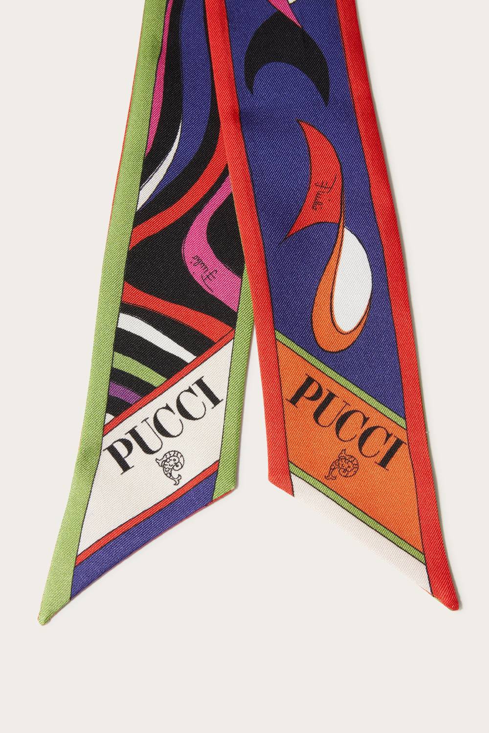 Pucci Foulard In Seta Con Stampe Marmo E Pesci