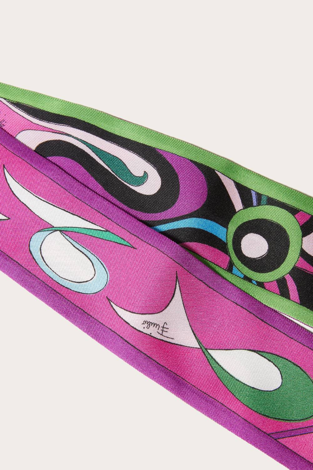 Pucci Foulard In Seta Con Stampe Marmo E Pesci