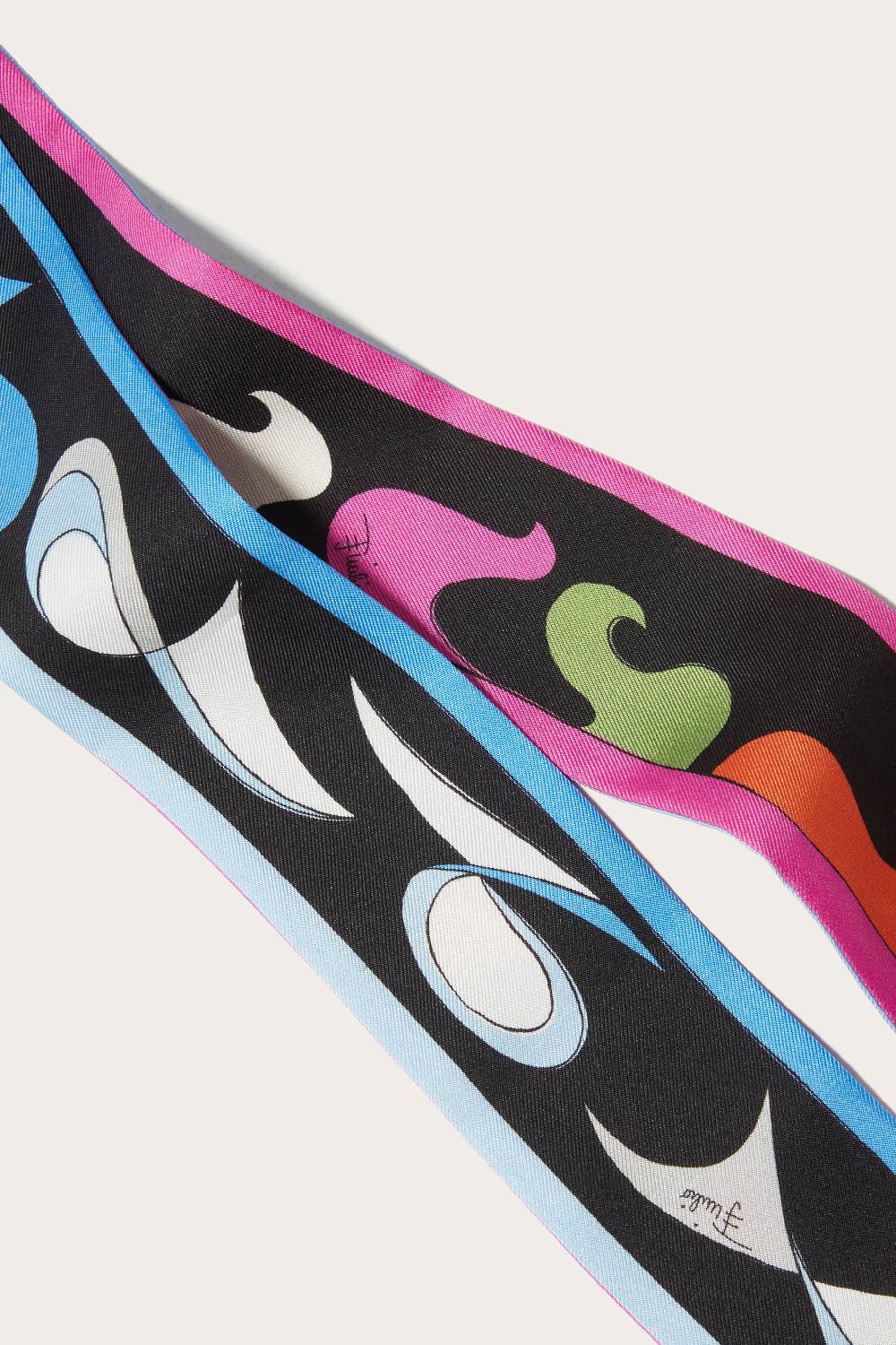 Pucci Foulard In Seta Con Stampe Marmo E Pesci