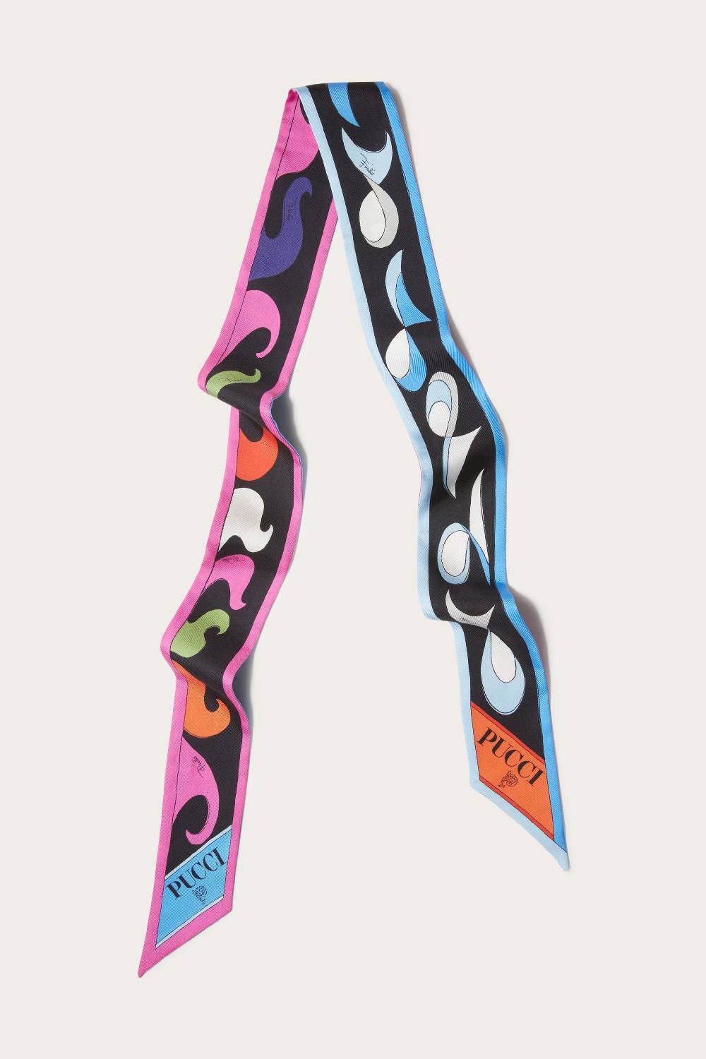 Pucci Foulard in seta con stampe Marmo e Pesci