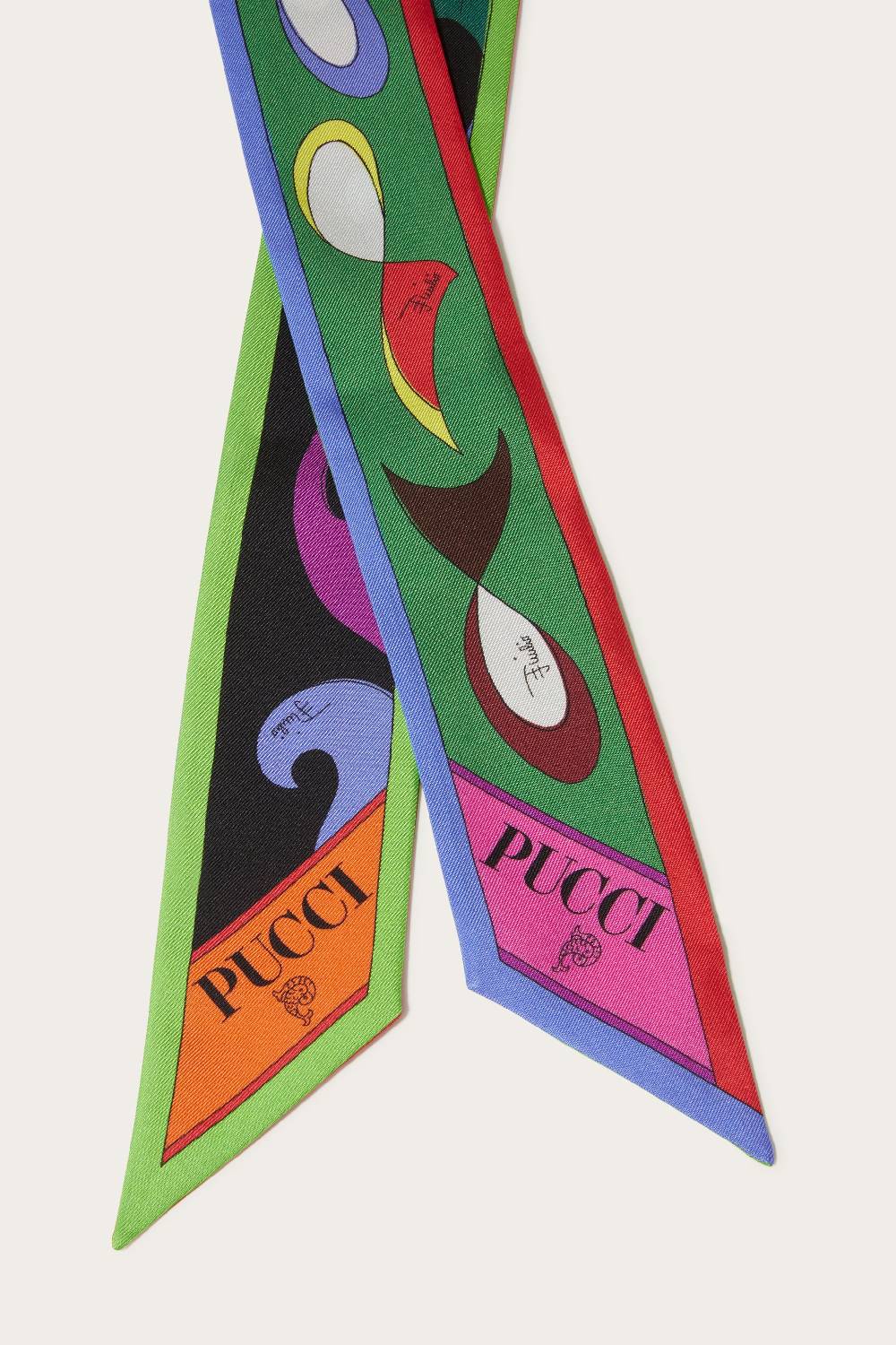 Pucci Foulard In Seta Con Stampe Marmo E Pesci