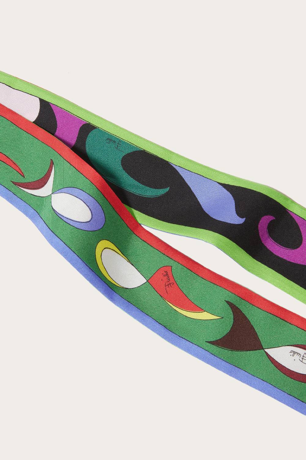 Pucci Foulard In Seta Con Stampe Marmo E Pesci