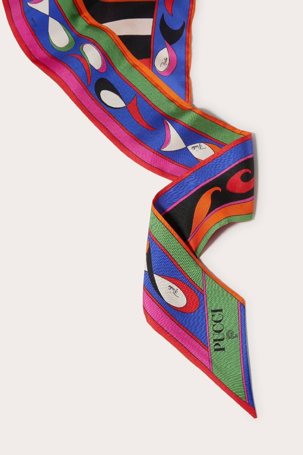 Pucci Foulard In Seta Con Stampe Marmo E Pesci