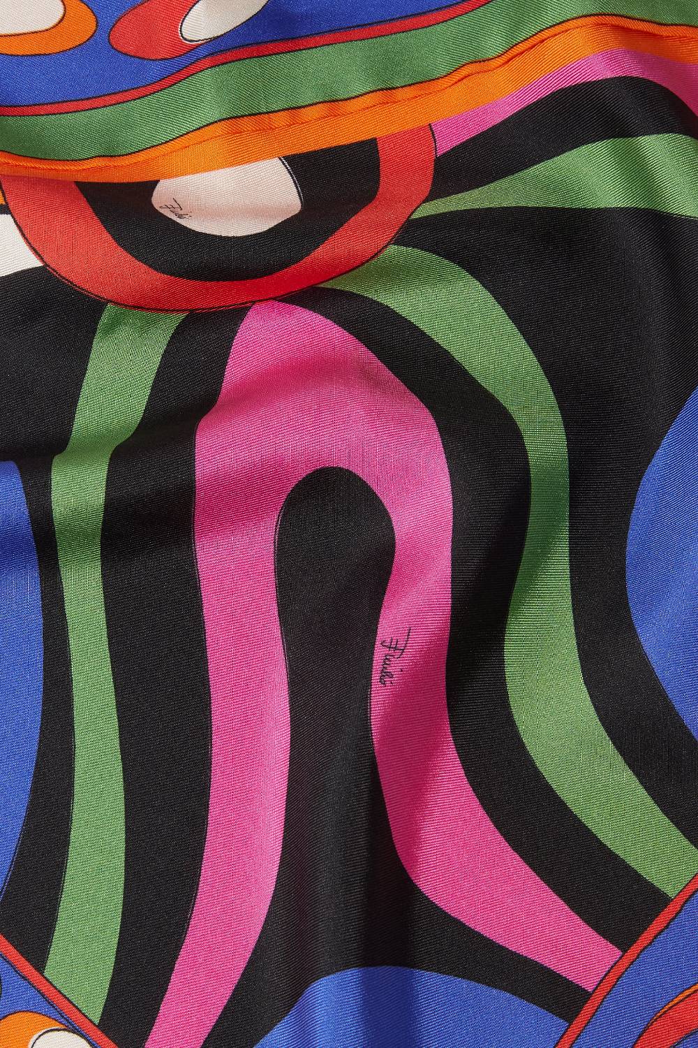 Pucci Foulard In Seta Con Stampe Marmo E Pesci