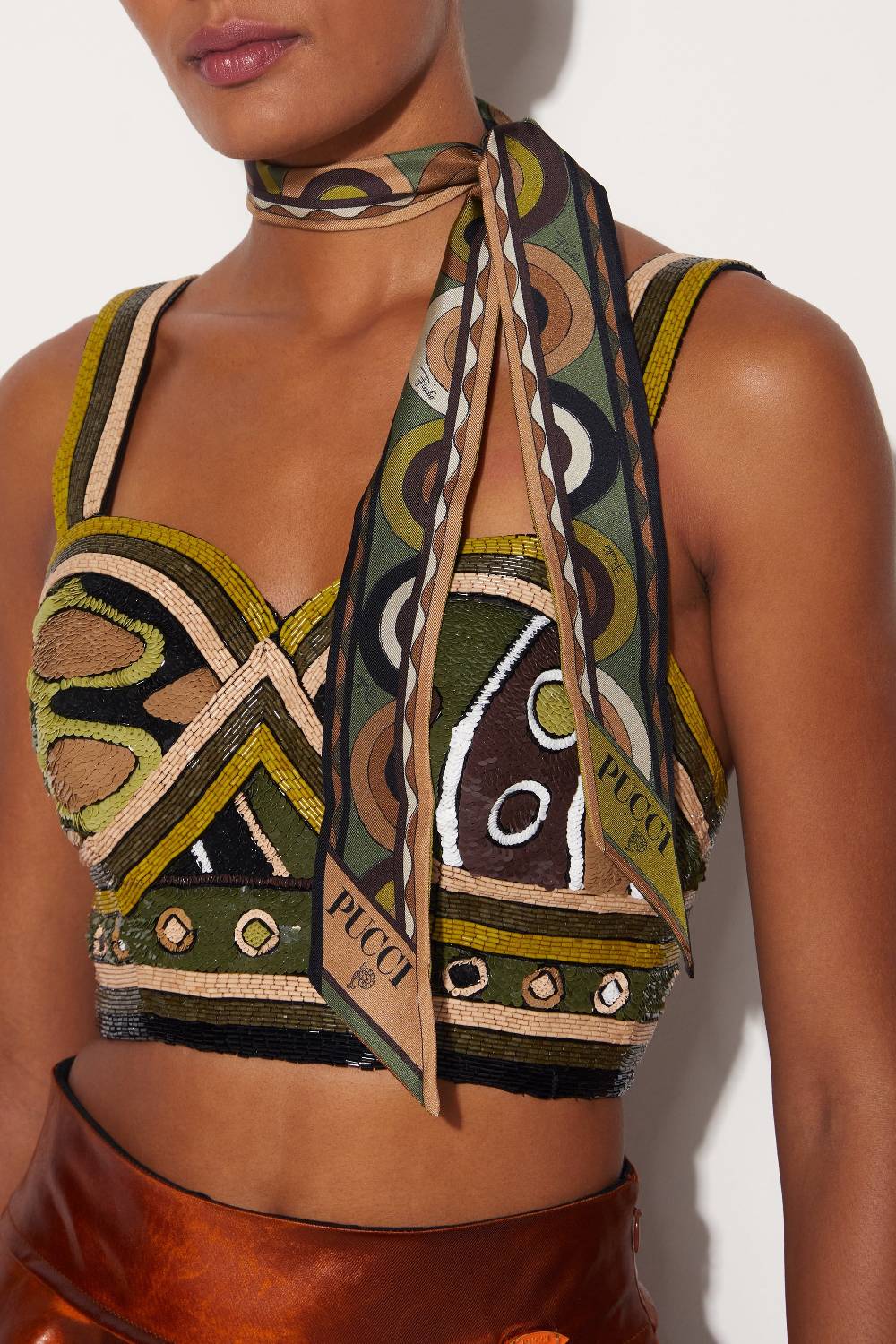 Pucci Foulard In Seta Con Stampe Onde E Bersaglio