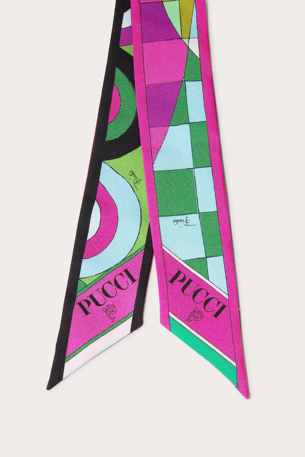 Pucci Foulard In Seta Con Stampe Onde E Giardino