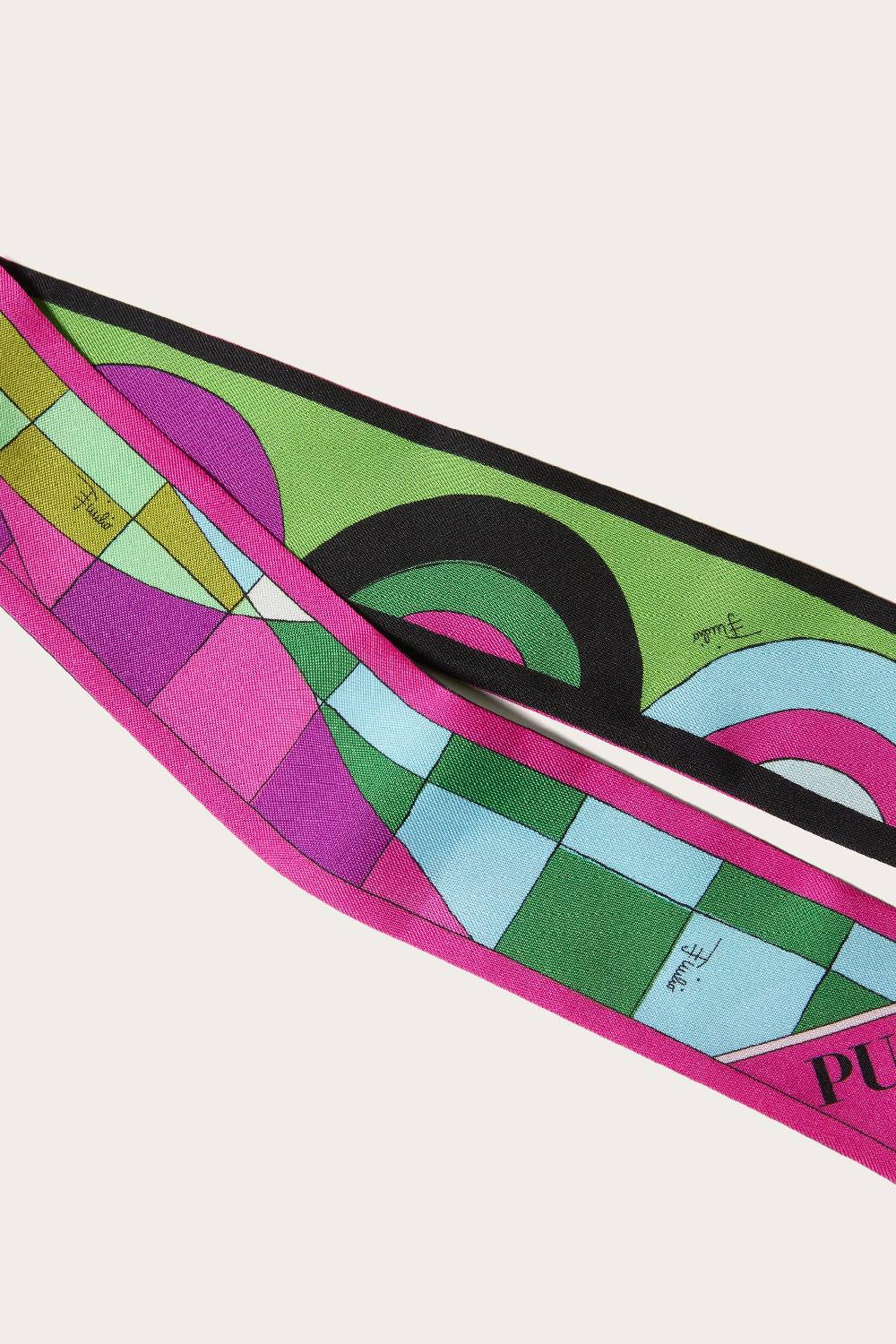 Pucci Foulard In Seta Con Stampe Onde E Giardino