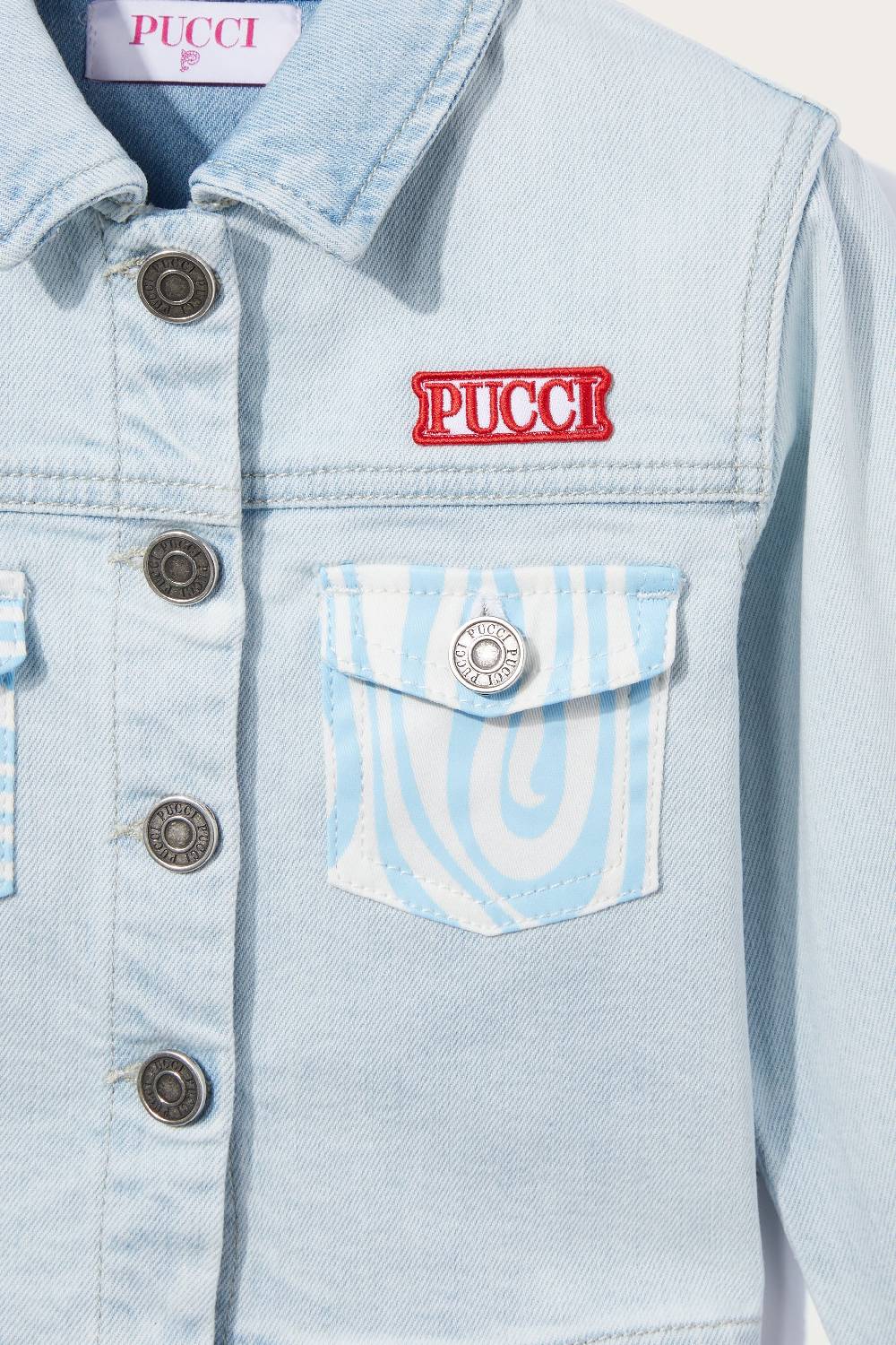 Pucci Giacca In Denim Con Inserti Marmo