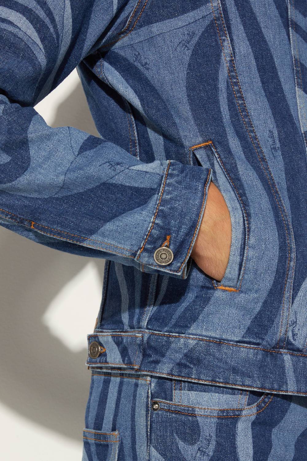 Pucci Giacca In Denim Con Stampa Marmo