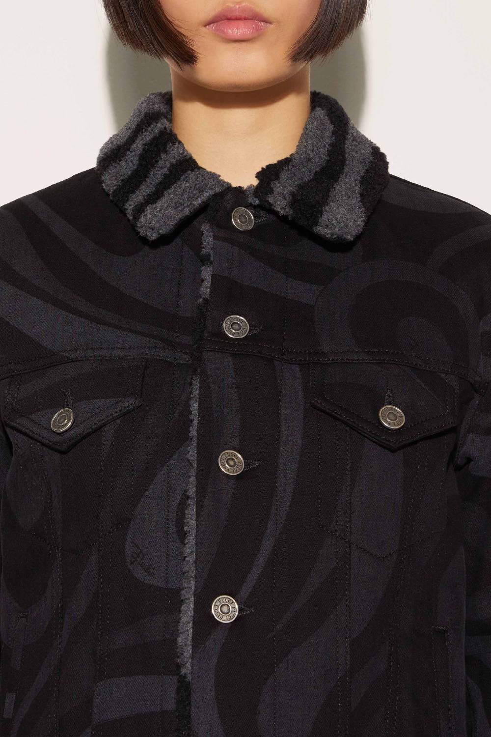 Pucci Giacca In Denim Con Stampa Marmo