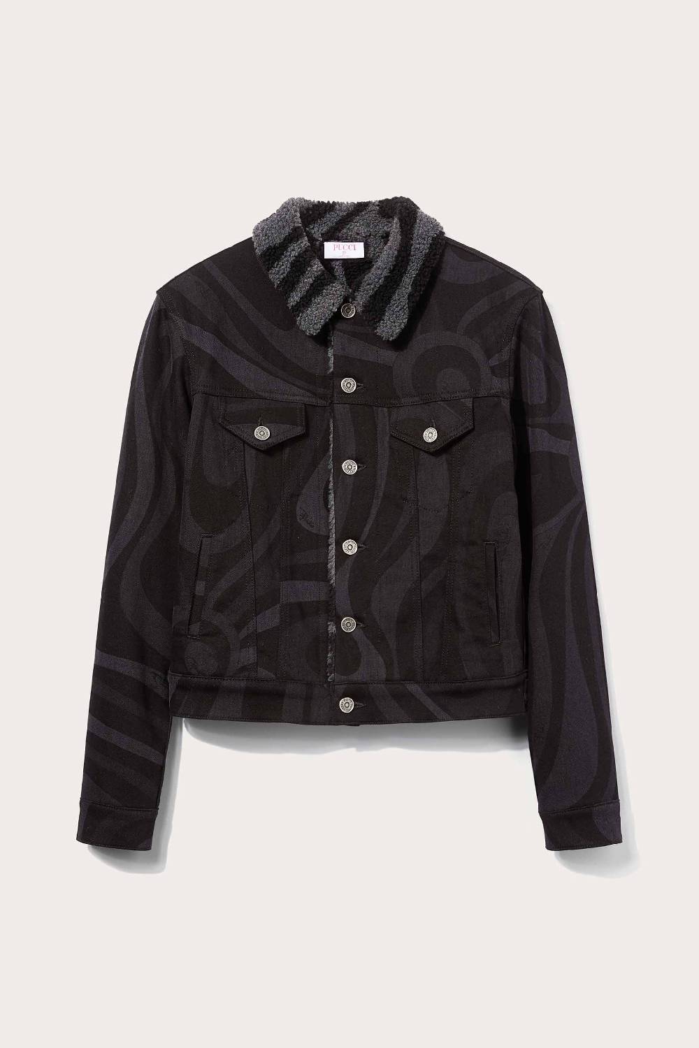 Pucci Giacca in denim con stampa Marmo