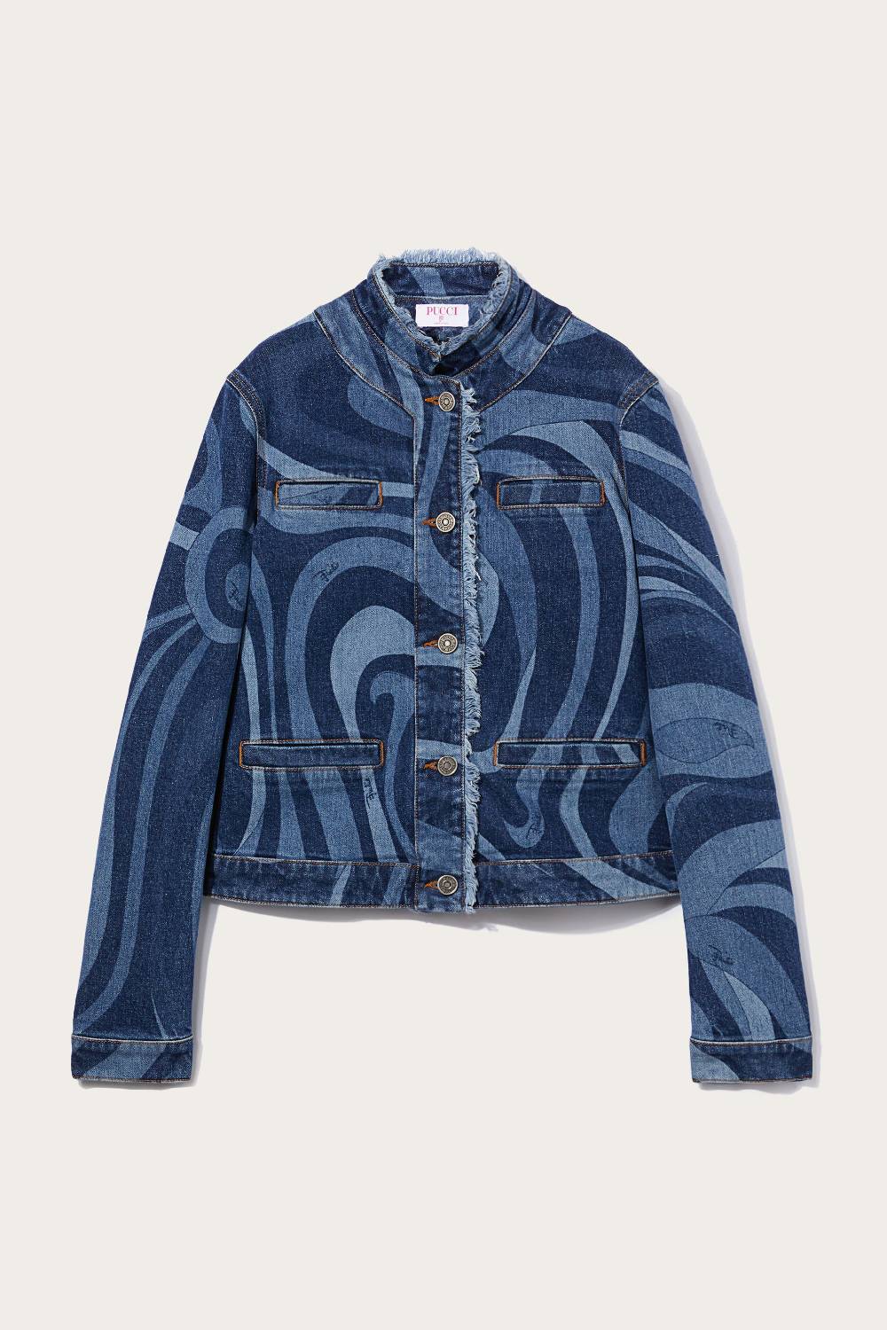 Pucci Giacca in denim con stampa Marmo