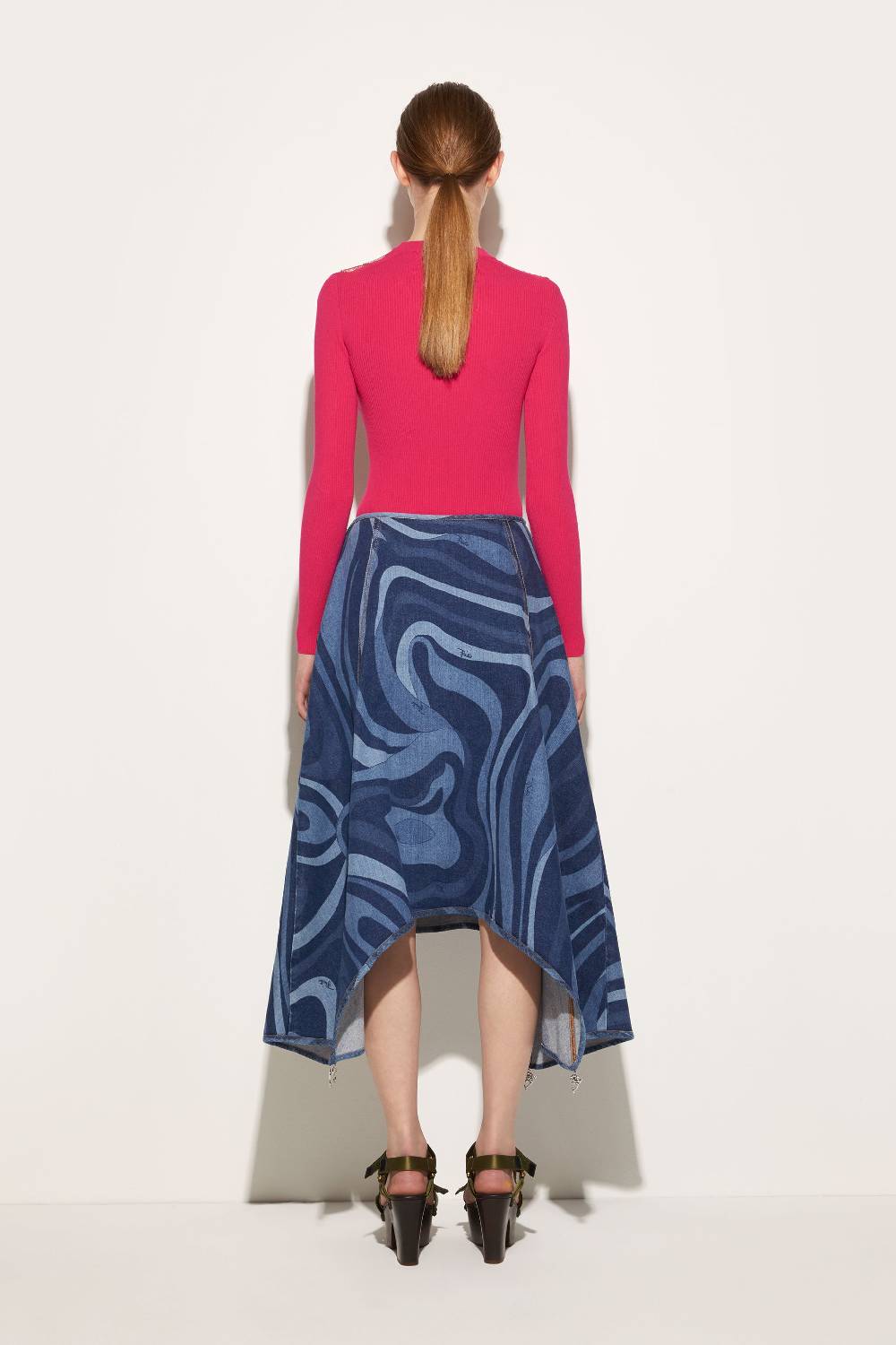 Pucci Gonna In Denim Con Stampa Marmo