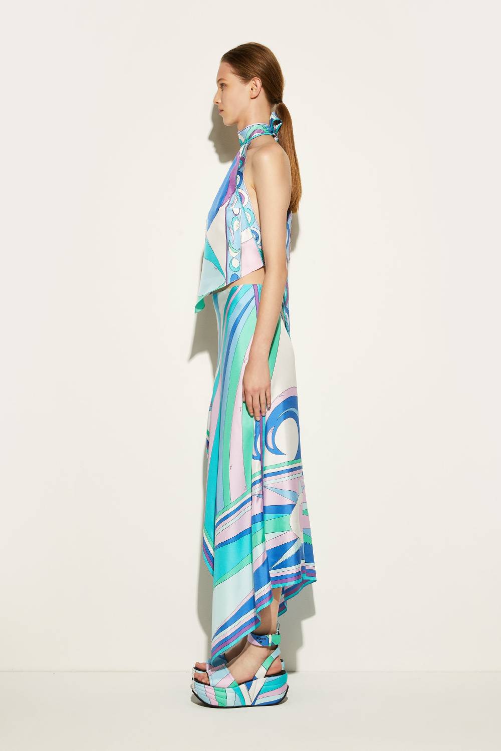 Pucci Gonna In Seta Con Stampa Cigni