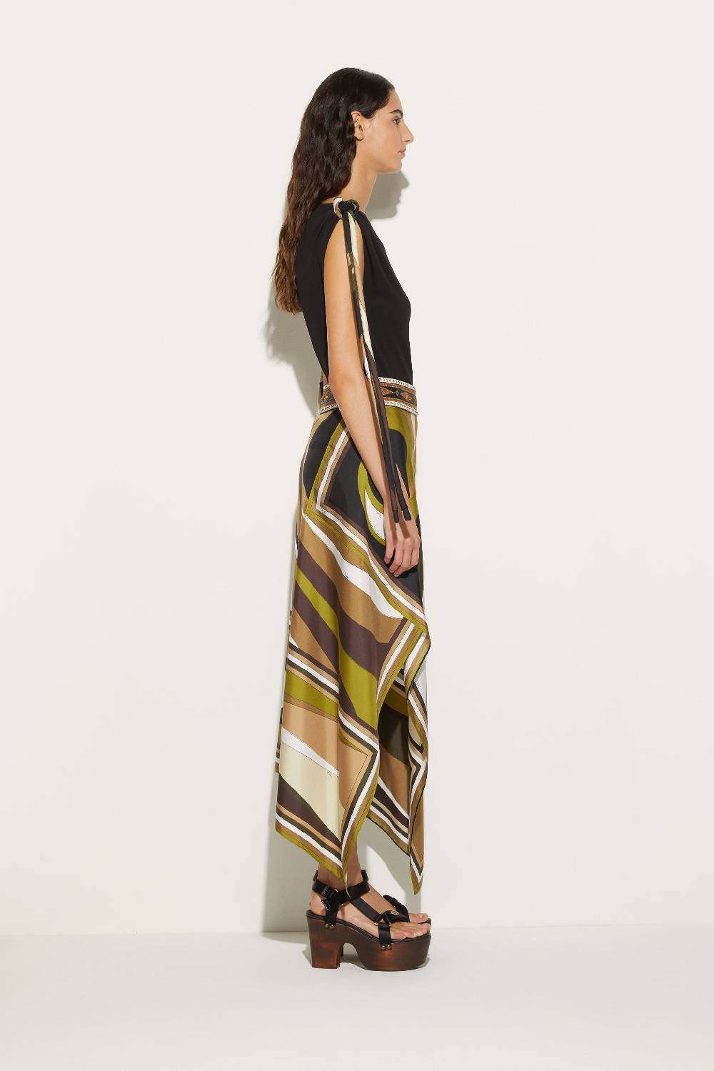 Pucci Gonna In Seta Con Stampa Cigni