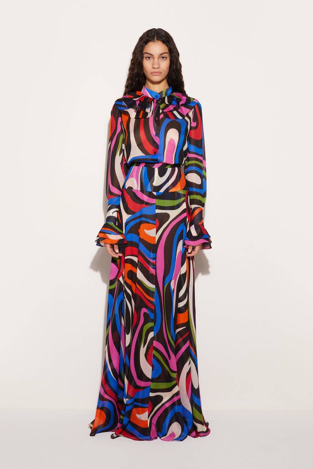 Pucci Gonna Lunga In Seta Con Stampa Marmo