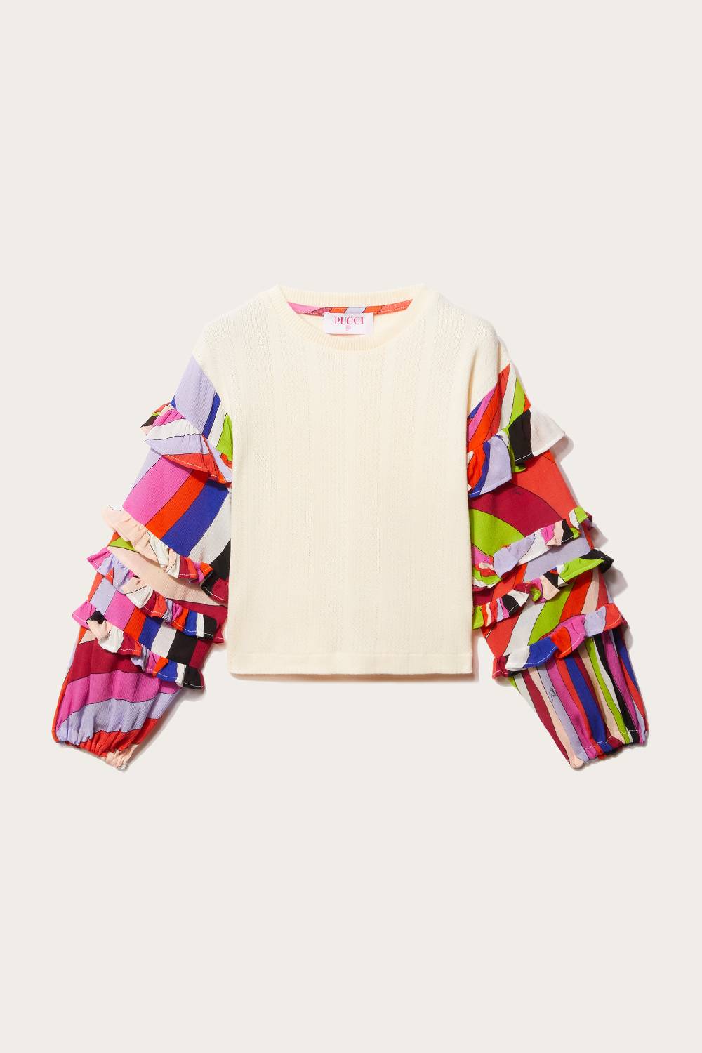 Pucci Iride-Print Crochet Top