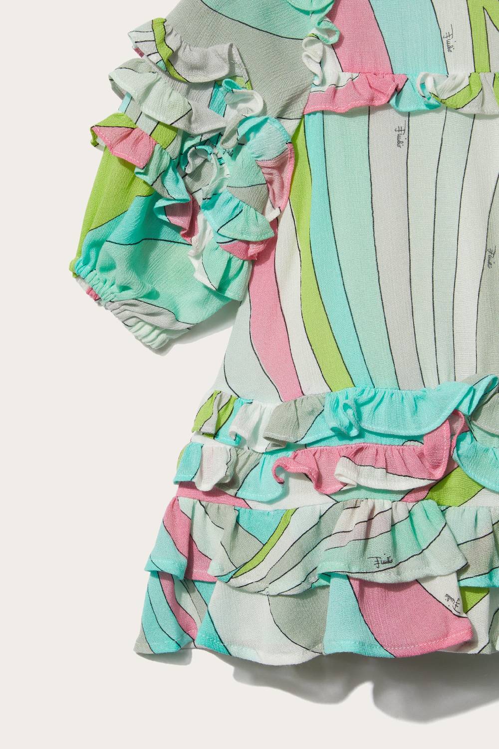 Pucci Iride-Print Ruffled Dress