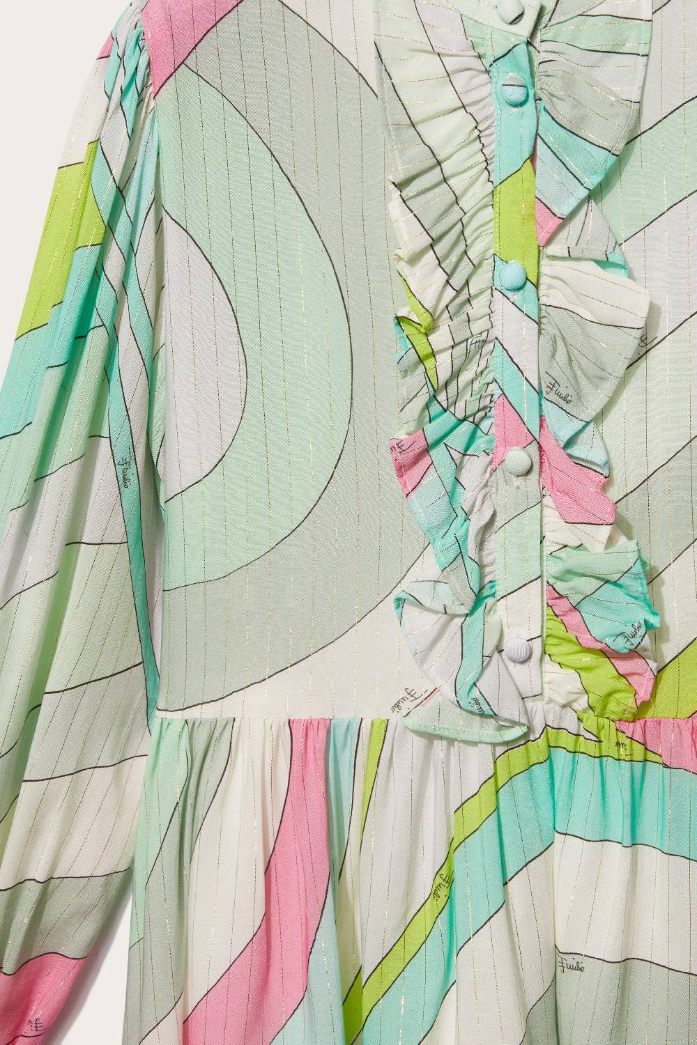 Pucci Iride-Print Ruffled Dress