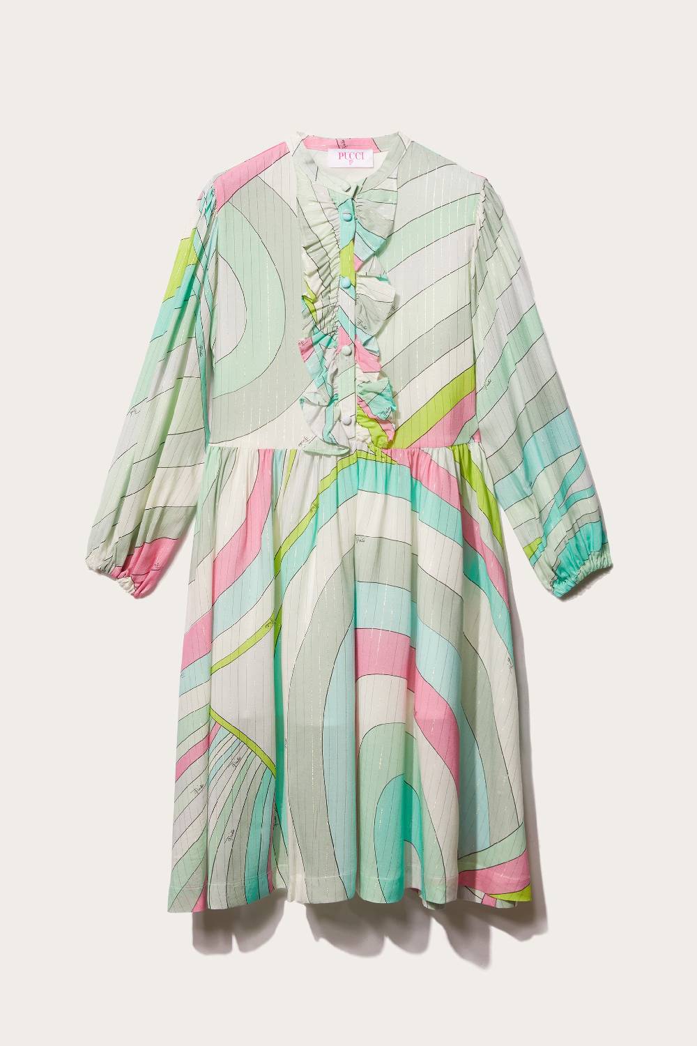 Pucci Iride-Print Ruffled Dress